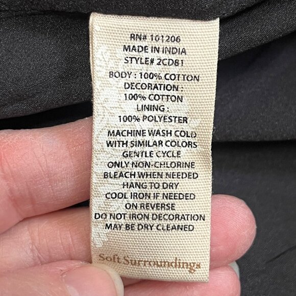 Soft Surroundings Embroidered Open Front Jacket Black Art Artsy Gray‎ White Sz L - Picture 8 of 8